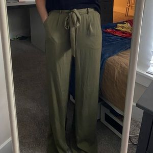 Wide Leg, Flowy Green Pants, Trousers, perfect for Vacation or Night Out